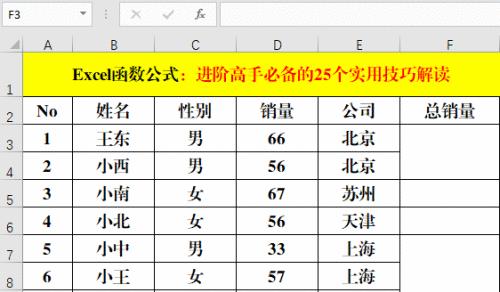 Excel技巧大全（15个必备技巧）