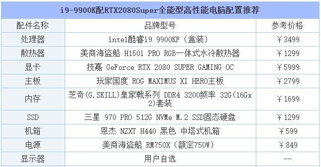 个人电脑配置清单及性能参数解析（选择合适的个人电脑配置）