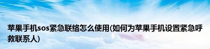 如何设置苹果手机的紧急联系人（简单操作教你为紧急情况做好准备）